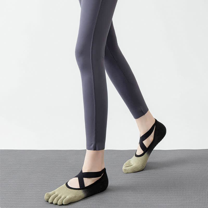 Calzini da yoga antiscivolo Olivenorma Gradient a cinque dita per donna – Calzini traspiranti con separazione delle dita, grip per pilates e barre con suola in silicone, calzini fitness traspiranti - image 10