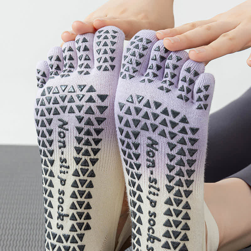 Calzini da yoga antiscivolo Olivenorma Gradient a cinque dita per donna – Calzini traspiranti con separazione delle dita, grip per pilates e barre con suola in silicone, calzini fitness traspiranti - image 23