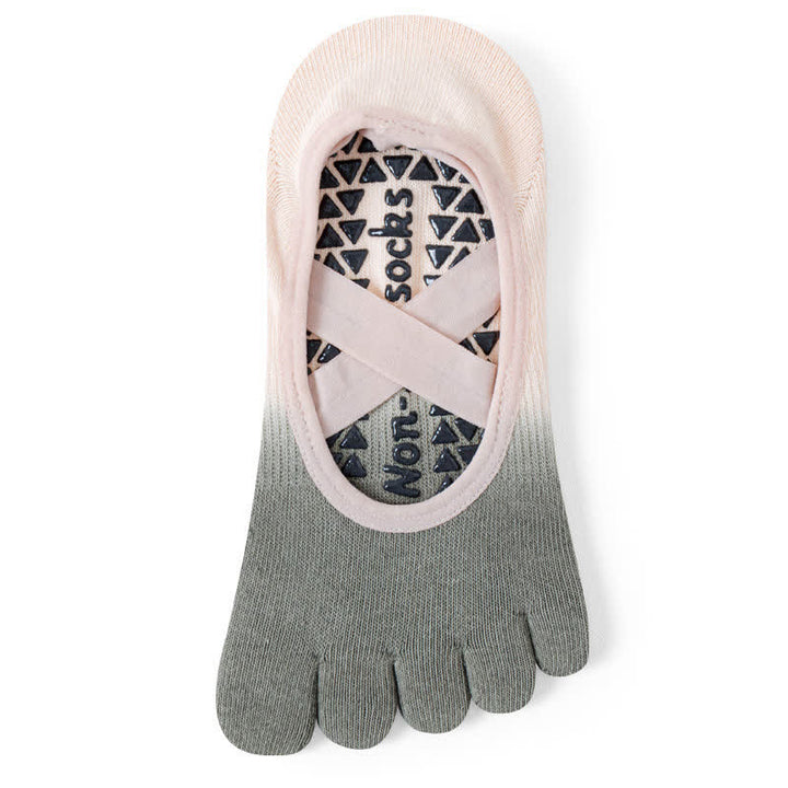 Calzini da yoga antiscivolo Olivenorma Gradient a cinque dita per donna – Calzini traspiranti con separazione delle dita, grip per pilates e barre con suola in silicone, calzini fitness traspiranti - Grigio e rosa - 10 paia - image 12