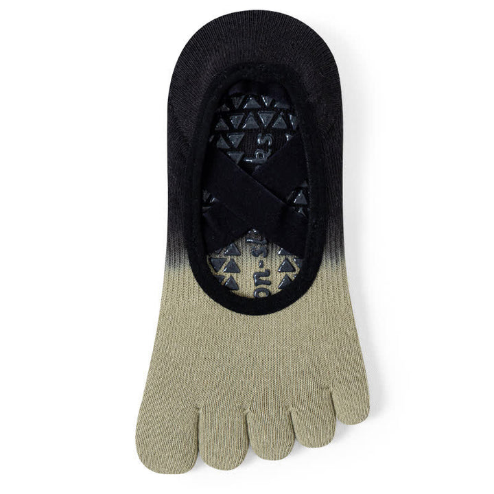 Calzini da yoga antiscivolo Olivenorma Gradient a cinque dita per donna – Calzini traspiranti con separazione delle dita, grip per pilates e barre con suola in silicone, calzini fitness traspiranti - Verde e nero - 10 paia - image 9
