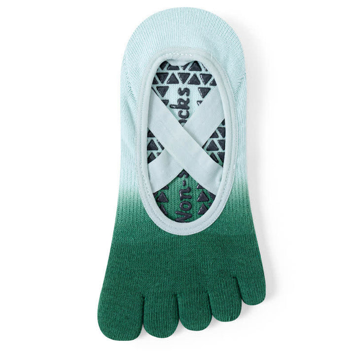 Calzini da yoga antiscivolo Olivenorma Gradient a cinque dita per donna – Calzini traspiranti con separazione delle dita, grip per pilates e barre con suola in silicone, calzini fitness traspiranti - Verde e blu - 10 paia - image 13