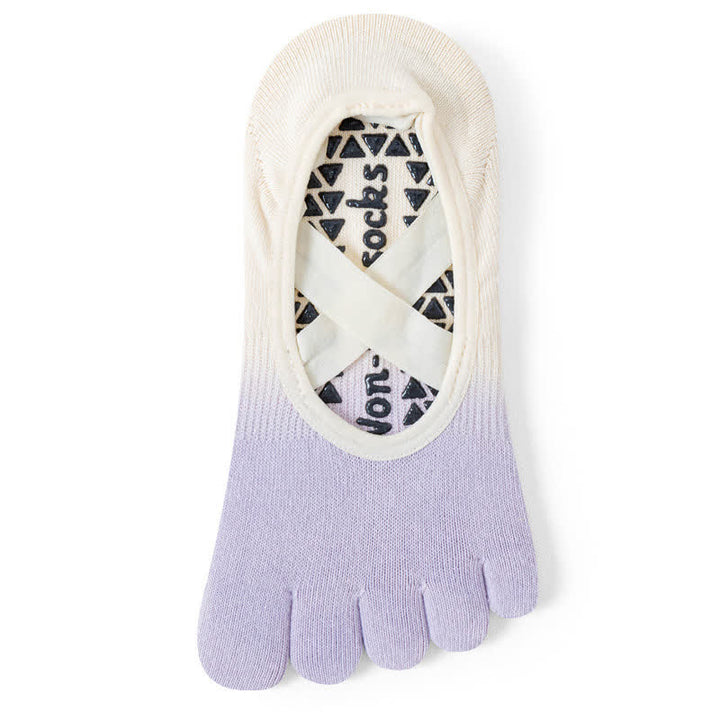 Calzini da yoga antiscivolo Olivenorma Gradient a cinque dita per donna – Calzini traspiranti con separazione delle dita, grip per pilates e barre con suola in silicone, calzini fitness traspiranti - Viola e bianco - 10 paia - image 15