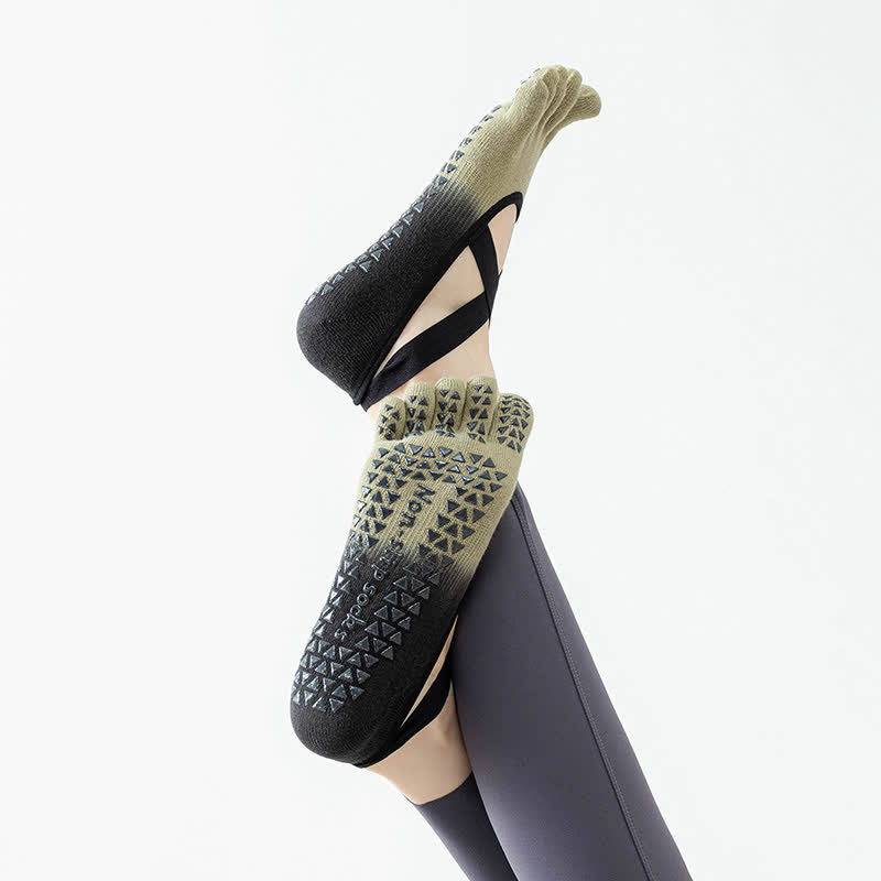 Calzini da yoga antiscivolo Olivenorma Gradient a cinque dita per donna – Calzini traspiranti con separazione delle dita, grip per pilates e barre con suola in silicone, calzini fitness traspiranti - image 11