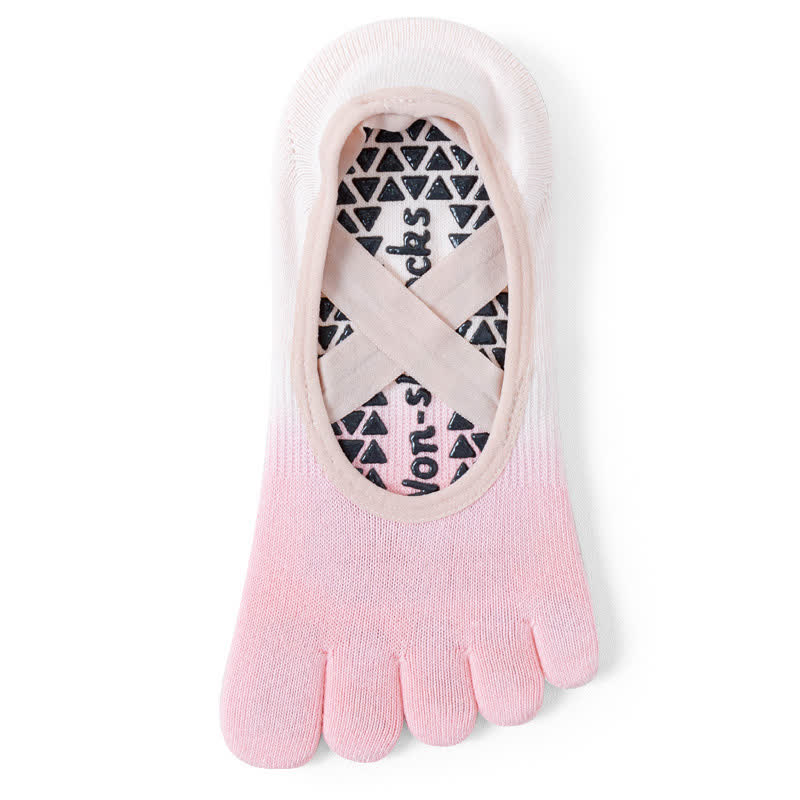 Calzini da yoga antiscivolo Olivenorma Gradient a cinque dita per donna – Calzini traspiranti con separazione delle dita, grip per pilates e barre con suola in silicone, calzini fitness traspiranti - Rosa e bianco - 10 paia - image 14