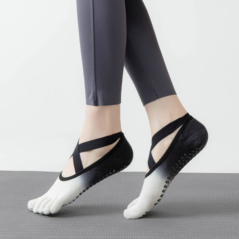 Calzini da yoga antiscivolo Olivenorma Gradient a cinque dita per donna – Calzini traspiranti con separazione delle dita, grip per pilates e barre con suola in silicone, calzini fitness traspiranti - image 5
