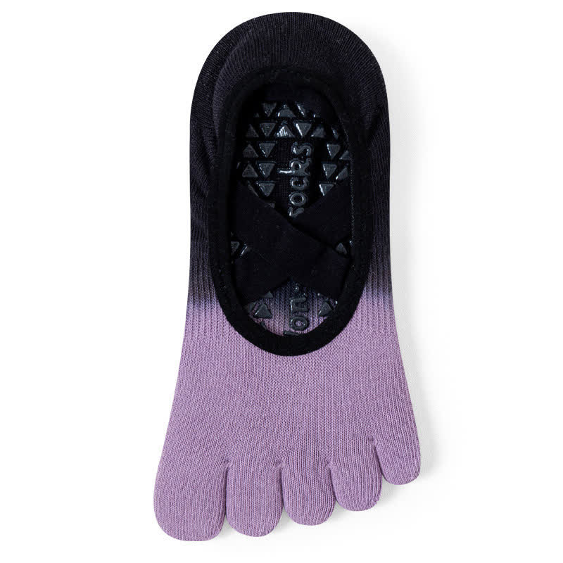 Calzini da yoga antiscivolo Olivenorma Gradient a cinque dita per donna – Calzini traspiranti con separazione delle dita, grip per pilates e barre con suola in silicone, calzini fitness traspiranti - Viola e nero - 10 paia - image 16