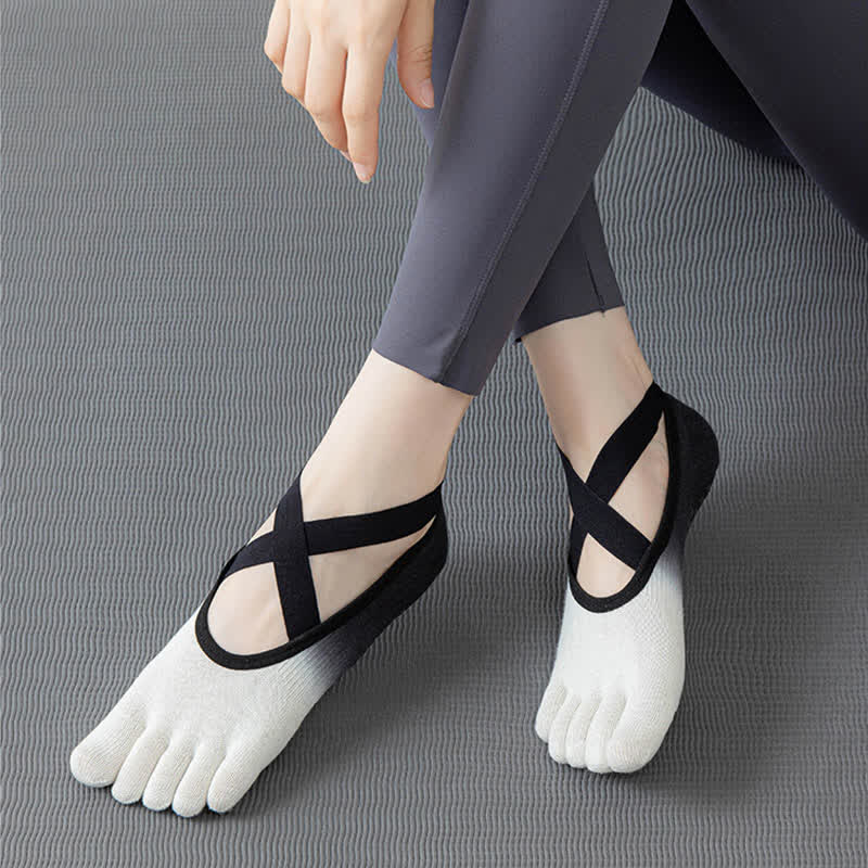Calzini da yoga antiscivolo Olivenorma Gradient a cinque dita per donna – Calzini traspiranti con separazione delle dita, grip per pilates e barre con suola in silicone, calzini fitness traspiranti - image 6