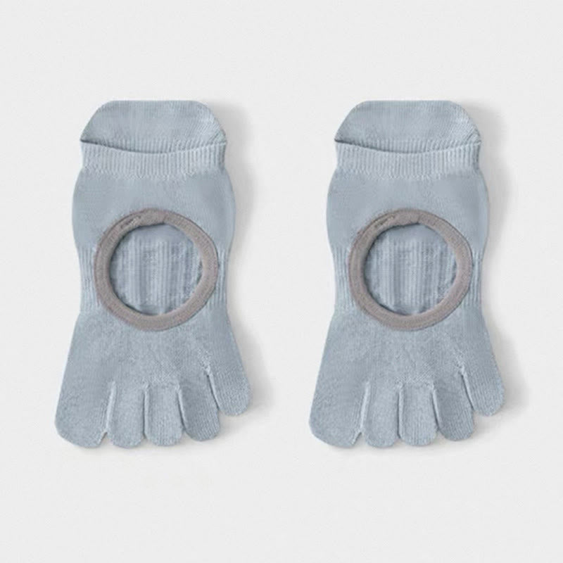 Calzini da Pilates/Barre Olivenorma a cinque dita antiscivolo per donna, con design in cotone traspirante, separazione delle dita e suola antiscivolo in silicone. - Blu - 10 paia - image 2