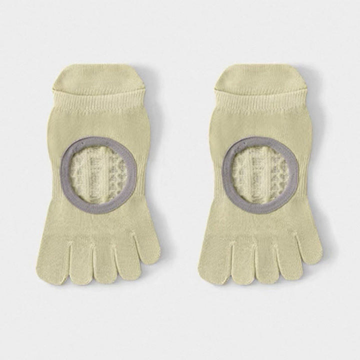 Calzini da Pilates/Barre Olivenorma a cinque dita antiscivolo per donna, con design in cotone traspirante, separazione delle dita e suola antiscivolo in silicone. - Verde chiaro - 10 paia - image 3
