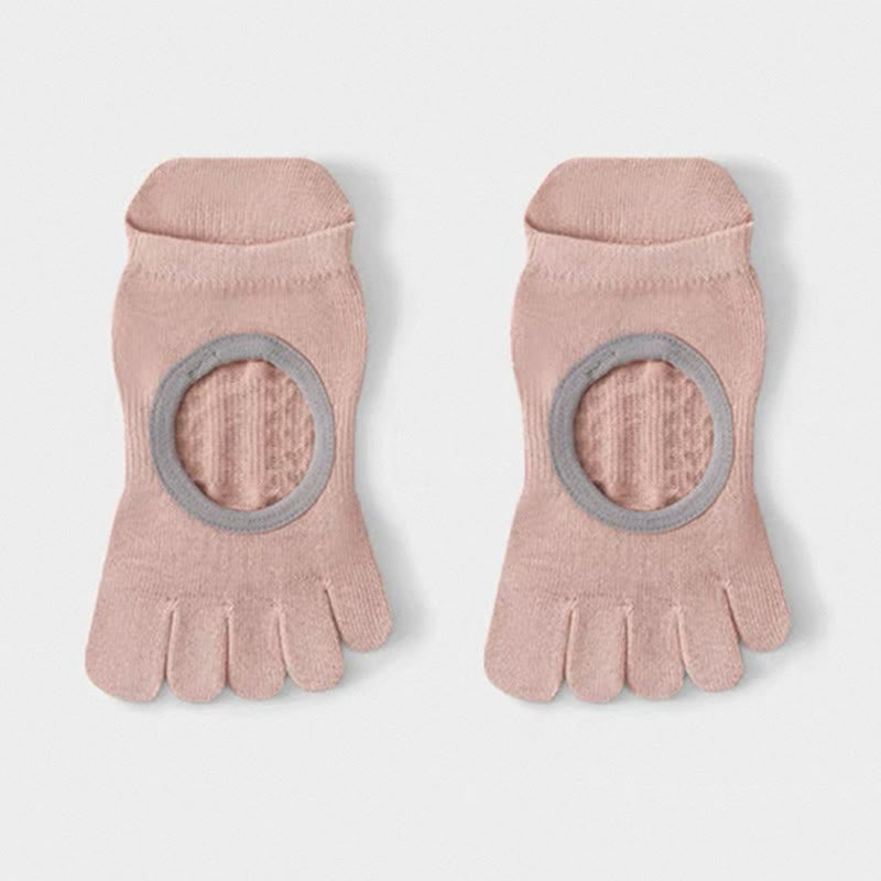 Calzini da Pilates/Barre Olivenorma a cinque dita antiscivolo per donna, con design in cotone traspirante, separazione delle dita e suola antiscivolo in silicone. - Rosa - 10 paia - image 9
