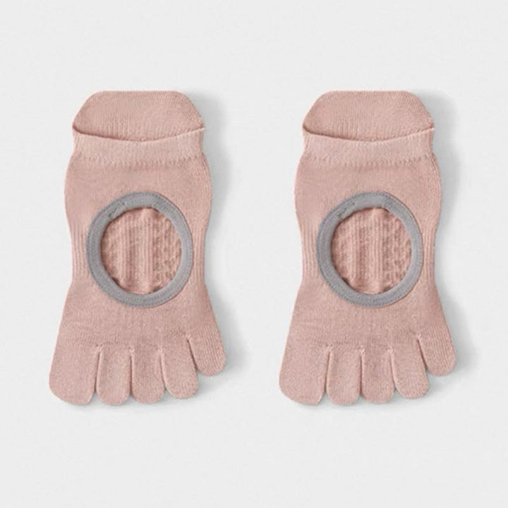 Calzini da Pilates/Barre Olivenorma a cinque dita antiscivolo per donna, con design in cotone traspirante, separazione delle dita e suola antiscivolo in silicone. - Rosa - 10 paia - image 9
