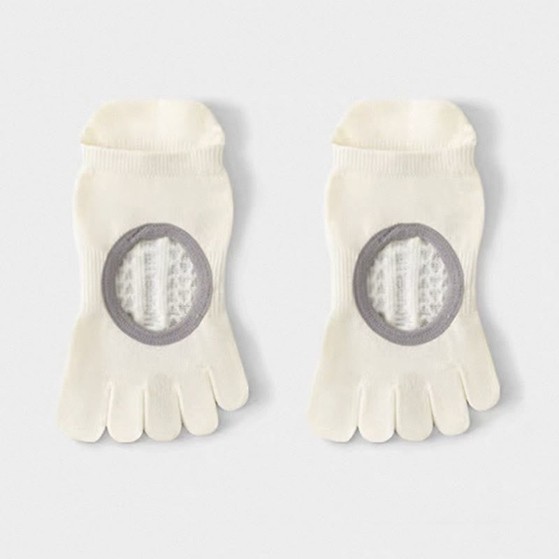 Calzini da Pilates/Barre Olivenorma a cinque dita antiscivolo per donna, con design in cotone traspirante, separazione delle dita e suola antiscivolo in silicone. - Bianco - 10 paia - image 12