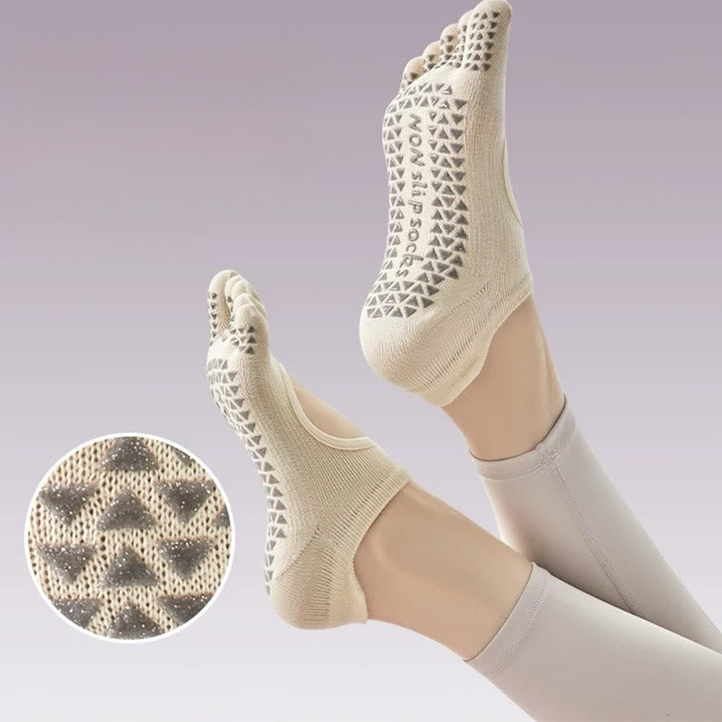 Calzini da Pilates/Barre Olivenorma a cinque dita antiscivolo per donna, con design in cotone traspirante, separazione delle dita e suola antiscivolo in silicone. - image 6