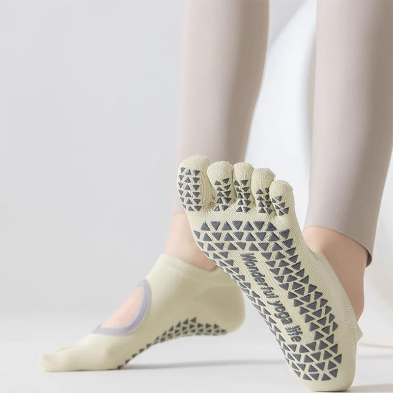Calzini da Pilates/Barre Olivenorma a cinque dita antiscivolo per donna, con design in cotone traspirante, separazione delle dita e suola antiscivolo in silicone. - image 7
