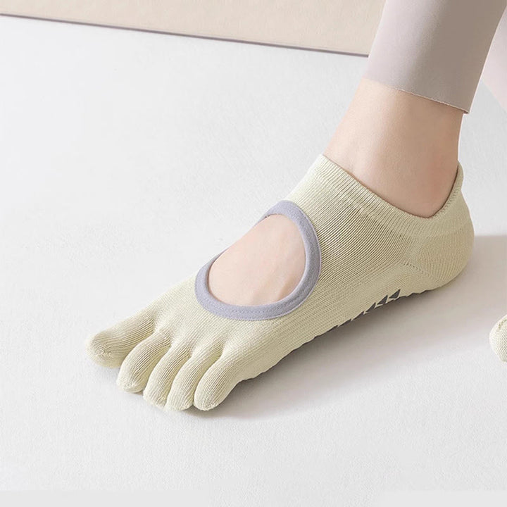 Calzini da Pilates/Barre Olivenorma a cinque dita antiscivolo per donna, con design in cotone traspirante, separazione delle dita e suola antiscivolo in silicone. - image 4