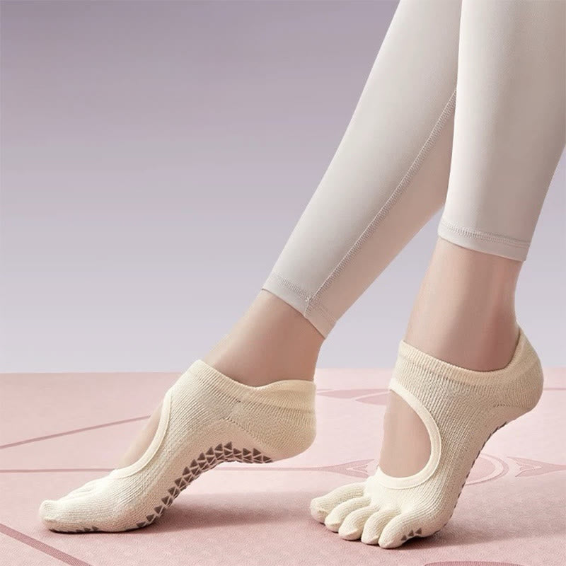 Calzini da Pilates/Barre Olivenorma a cinque dita antiscivolo per donna, con design in cotone traspirante, separazione delle dita e suola antiscivolo in silicone. - image 16