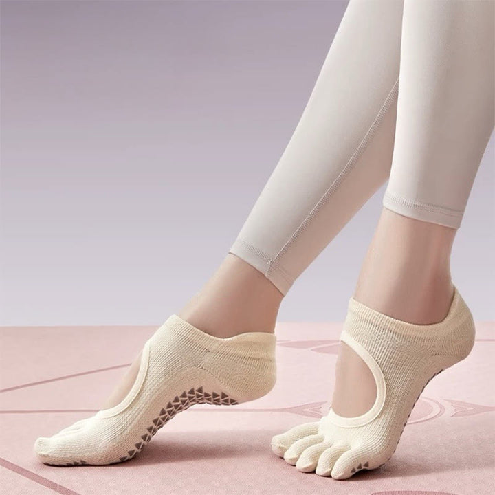 Calzini da Pilates/Barre Olivenorma a cinque dita antiscivolo per donna, con design in cotone traspirante, separazione delle dita e suola antiscivolo in silicone. - image 16
