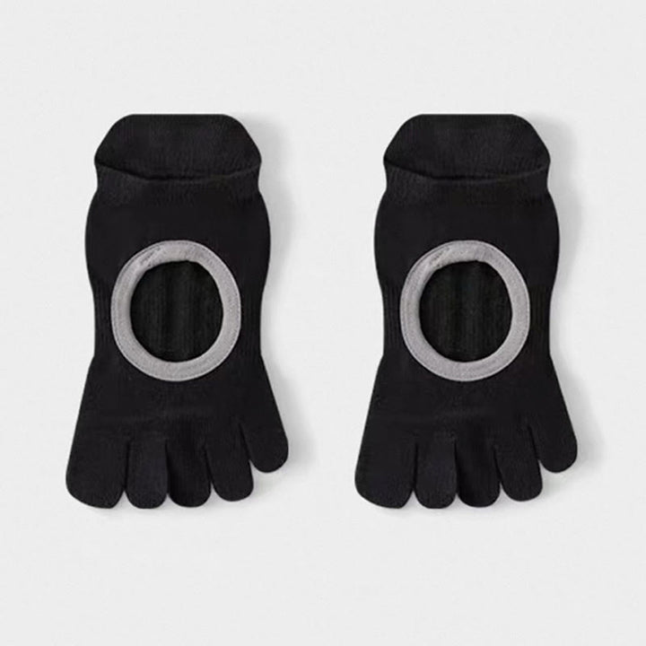 Calzini da Pilates/Barre Olivenorma a cinque dita antiscivolo per donna, con design in cotone traspirante, separazione delle dita e suola antiscivolo in silicone. - Nero - 10 paia - image 14
