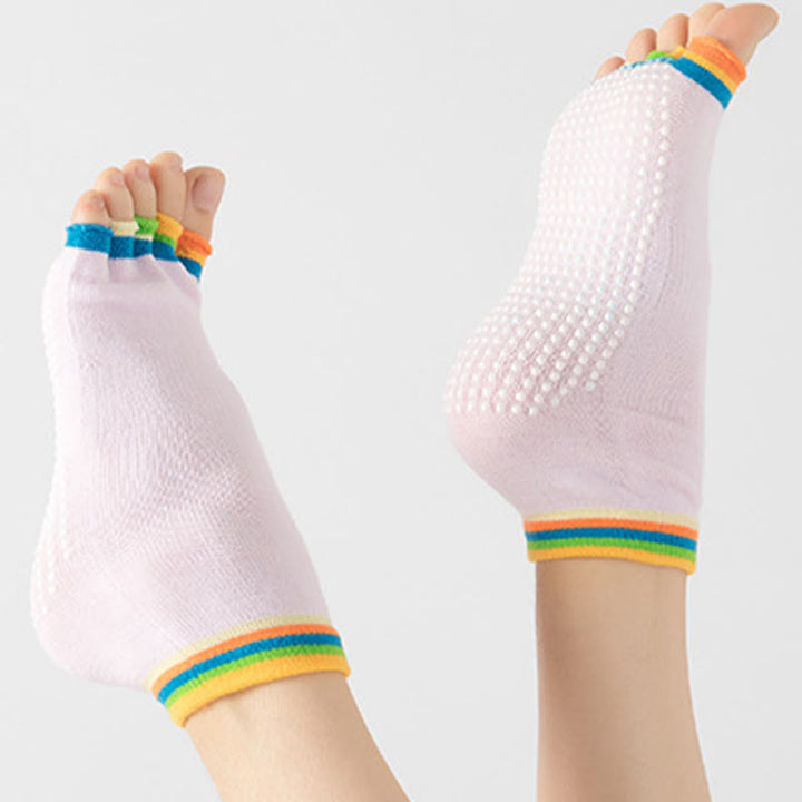Calzini antiscivolo Olivenorma senza punta per Pilates – Calzini colorati a cinque dita per yoga e barre alla caviglia da donna con suola antiscivolo in PVC, calzini traspiranti in cotone per allenamento. - image 23
