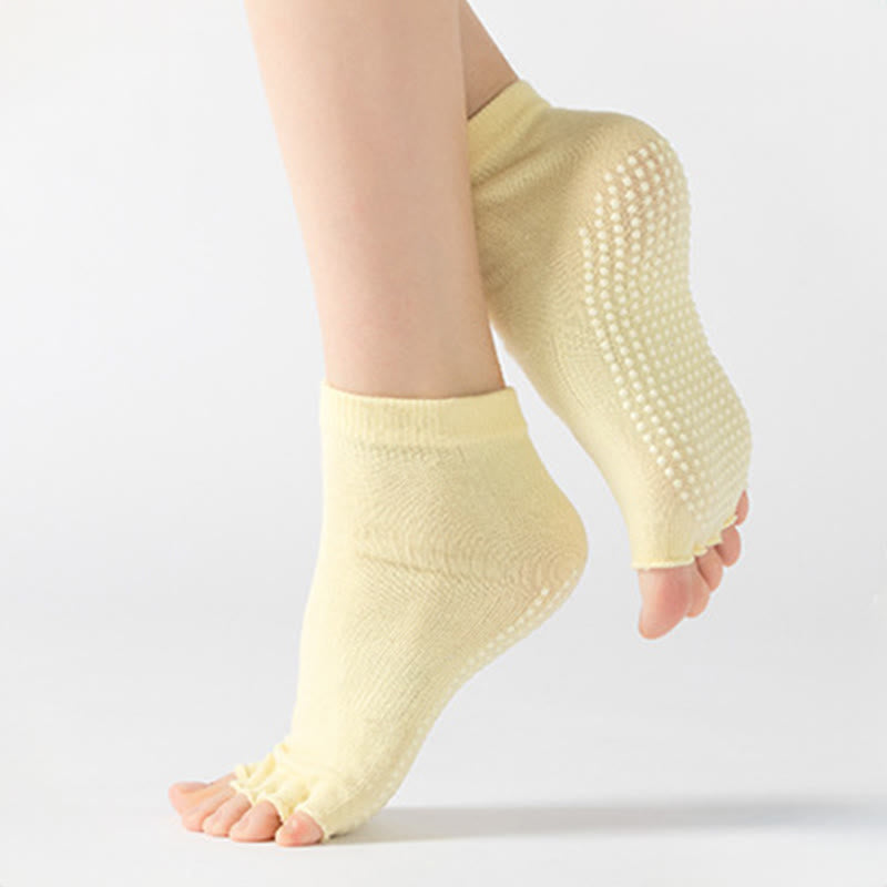 Calzini antiscivolo Olivenorma senza punta per Pilates – Calzini colorati a cinque dita per yoga e barre alla caviglia da donna con suola antiscivolo in PVC, calzini traspiranti in cotone per allenamento. - image 10