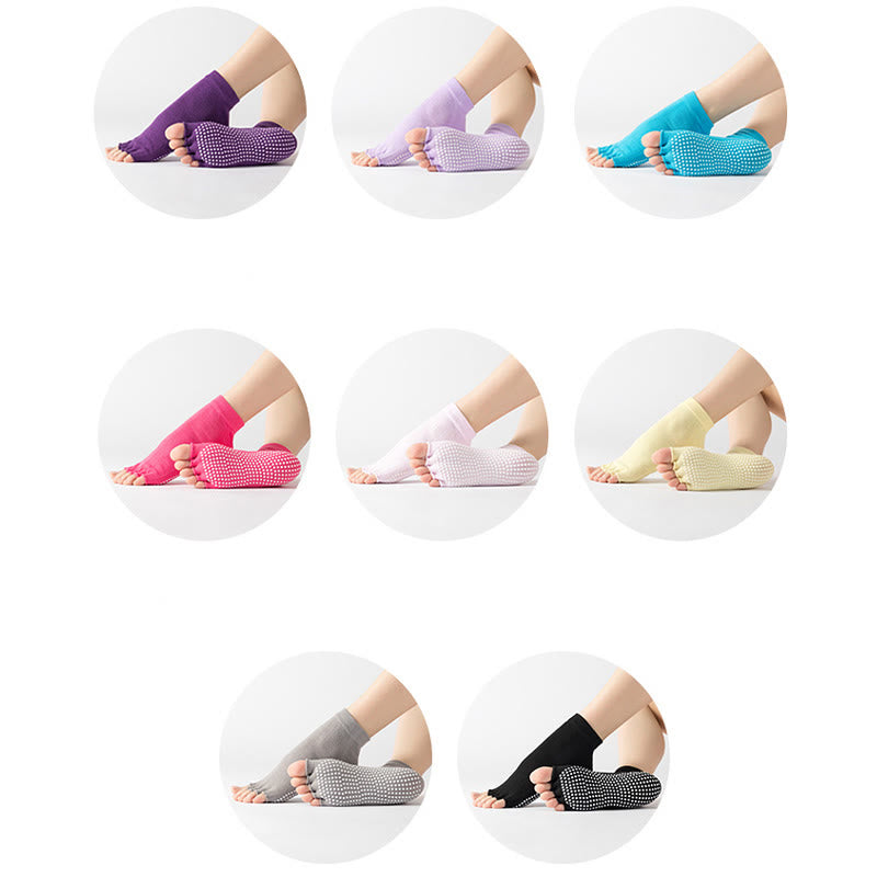 Calzini antiscivolo Olivenorma senza punta per Pilates – Calzini colorati a cinque dita per yoga e barre alla caviglia da donna con suola antiscivolo in PVC, calzini traspiranti in cotone per allenamento. - image 24