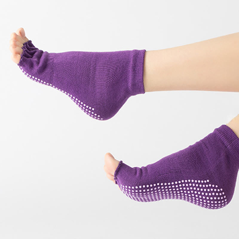 Calzini antiscivolo Olivenorma senza punta per Pilates – Calzini colorati a cinque dita per yoga e barre alla caviglia da donna con suola antiscivolo in PVC, calzini traspiranti in cotone per allenamento. - image 6