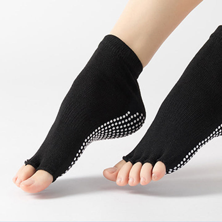 Calzini antiscivolo Olivenorma senza punta per Pilates – Calzini colorati a cinque dita per yoga e barre alla caviglia da donna con suola antiscivolo in PVC, calzini traspiranti in cotone per allenamento. - image 3