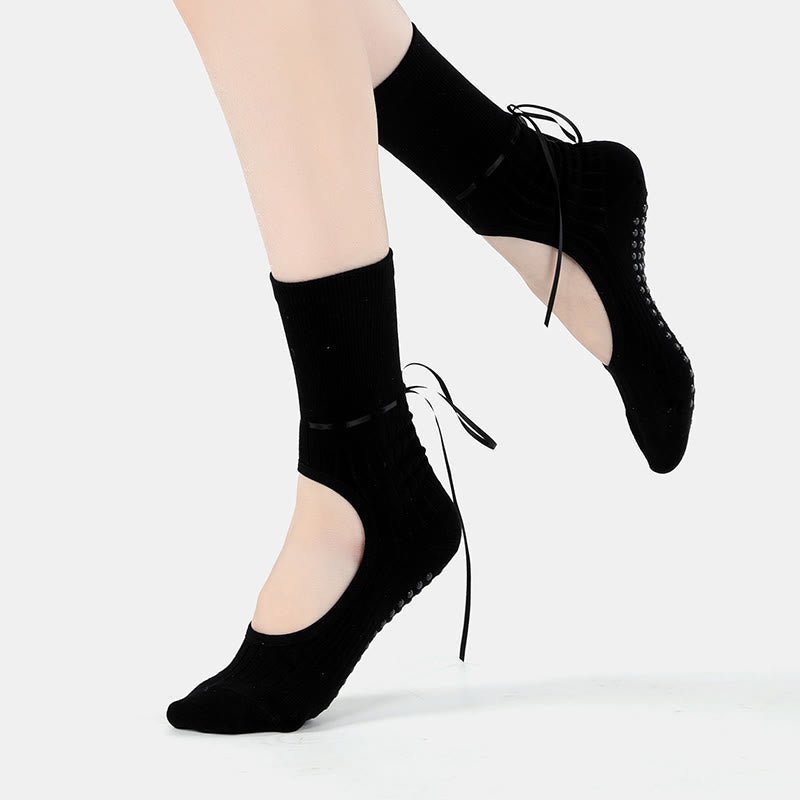 Calzini da yoga antiscivolo con coulisse e nastro Olivenorma - image 2