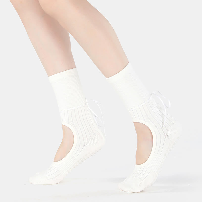 Calzini da yoga antiscivolo con coulisse e nastro Olivenorma - image 10