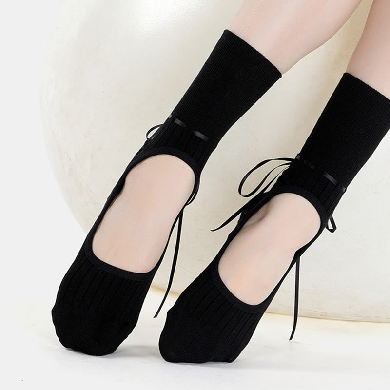 Calzini da yoga antiscivolo con coulisse e nastro Olivenorma - image 4