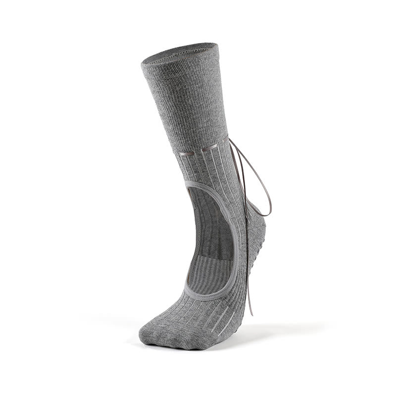 Calze da yoga Olivenorma senza tallone con cinturino antiscivolo per barre, pilates e danza, con cinturino regolabile, traspiranti, morbide e comode. - Grigio - 10 paia - image 13