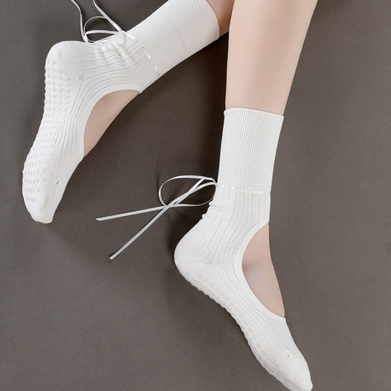 Calzini da yoga antiscivolo con coulisse e nastro Olivenorma - image 12