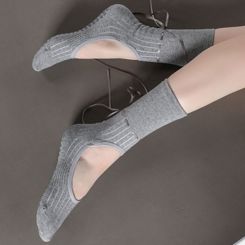 Calzini da yoga antiscivolo con coulisse e nastro Olivenorma - image 15