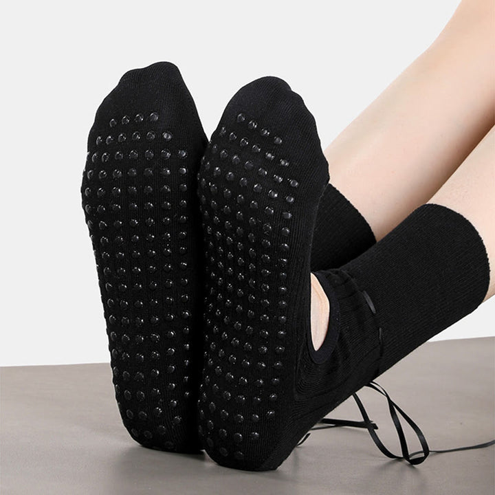 Calzini da yoga antiscivolo con coulisse e nastro Olivenorma - image 5