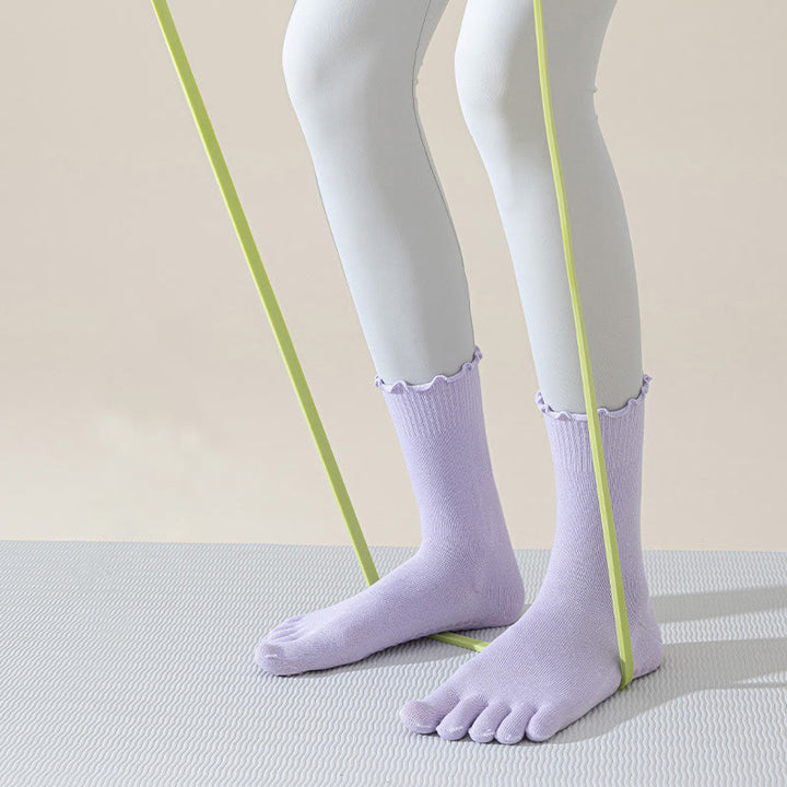 Calze da pilates/barre Olivenorma a cinque dita, traspiranti e antiscivolo, con separazione delle dita, elegante design in pizzo e suola antiscivolo, ideali per donna. - image 19