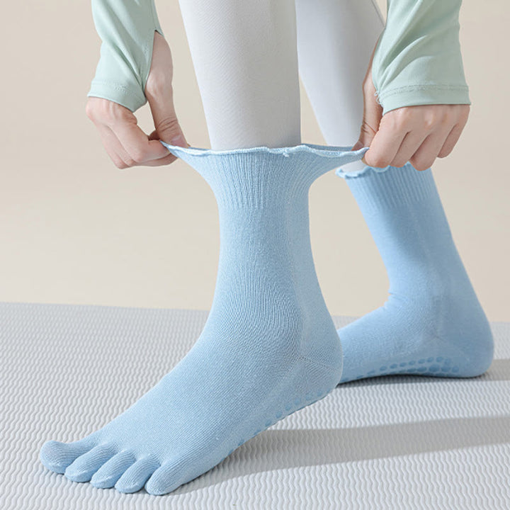 Calze da pilates/barre Olivenorma a cinque dita, traspiranti e antiscivolo, con separazione delle dita, elegante design in pizzo e suola antiscivolo, ideali per donna. - image 14