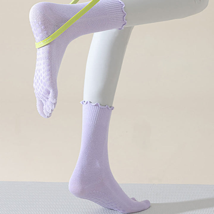Calze da pilates/barre Olivenorma a cinque dita, traspiranti e antiscivolo, con separazione delle dita, elegante design in pizzo e suola antiscivolo, ideali per donna. - image 20