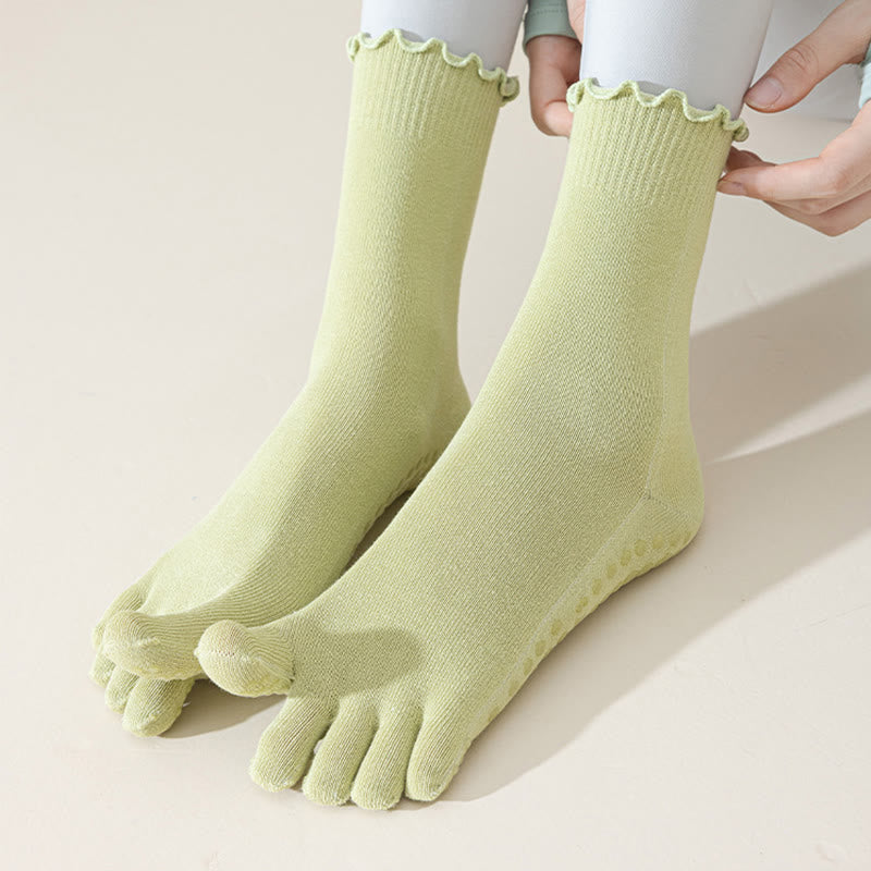 Calze da pilates/barre Olivenorma a cinque dita, traspiranti e antiscivolo, con separazione delle dita, elegante design in pizzo e suola antiscivolo, ideali per donna. - image 8