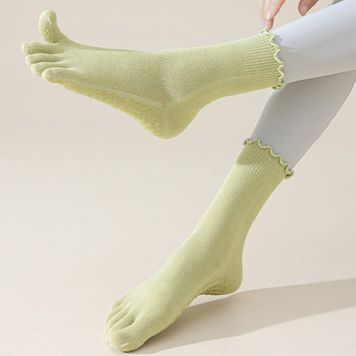 Calze da pilates/barre Olivenorma a cinque dita, traspiranti e antiscivolo, con separazione delle dita, elegante design in pizzo e suola antiscivolo, ideali per donna. - image 10
