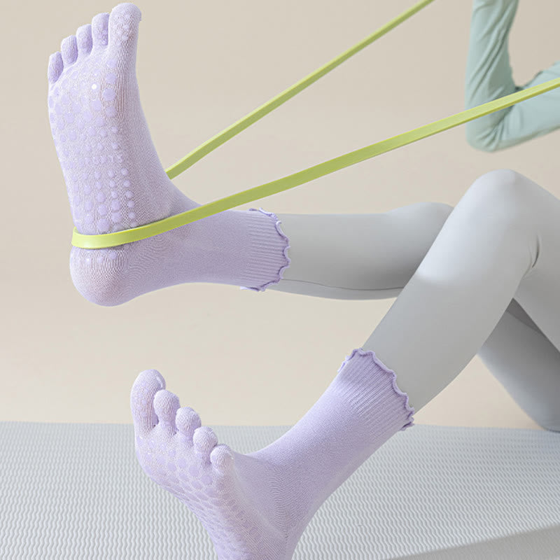 Calze da pilates/barre Olivenorma a cinque dita, traspiranti e antiscivolo, con separazione delle dita, elegante design in pizzo e suola antiscivolo, ideali per donna. - image 18