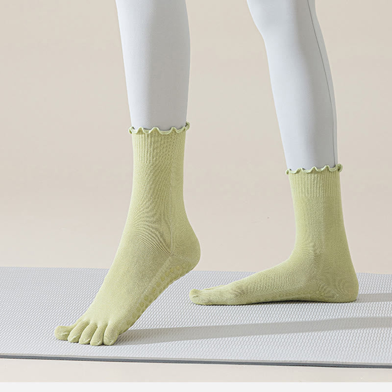 Calze da pilates/barre Olivenorma a cinque dita, traspiranti e antiscivolo, con separazione delle dita, elegante design in pizzo e suola antiscivolo, ideali per donna. - image 7
