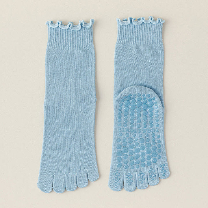 Calze da pilates/barre Olivenorma a cinque dita, traspiranti e antiscivolo, con separazione delle dita, elegante design in pizzo e suola antiscivolo, ideali per donna. - Blu - 10 paia - image 11