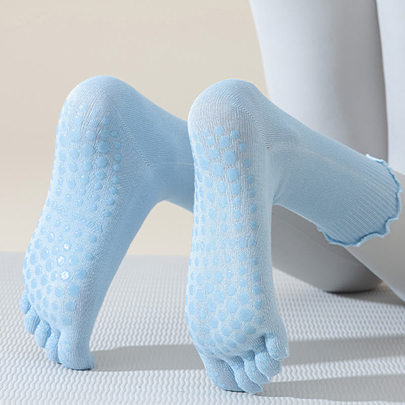 Calze da pilates/barre Olivenorma a cinque dita, traspiranti e antiscivolo, con separazione delle dita, elegante design in pizzo e suola antiscivolo, ideali per donna. - image 15