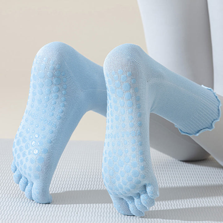 Calze da pilates/barre Olivenorma a cinque dita, traspiranti e antiscivolo, con separazione delle dita, elegante design in pizzo e suola antiscivolo, ideali per donna. - image 15