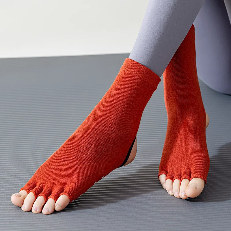 Calze da Pilates Barre antiscivolo da donna Olivenorma con separazione delle dita traspirante e design stabile per allenamento in studio, calze yoga a cinque dita aperte - image 12