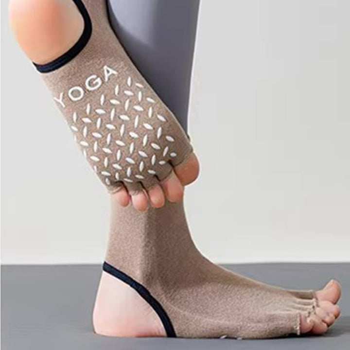 Calze da Pilates Barre antiscivolo da donna Olivenorma con separazione delle dita traspirante e design stabile per allenamento in studio, calze yoga a cinque dita aperte - image 9