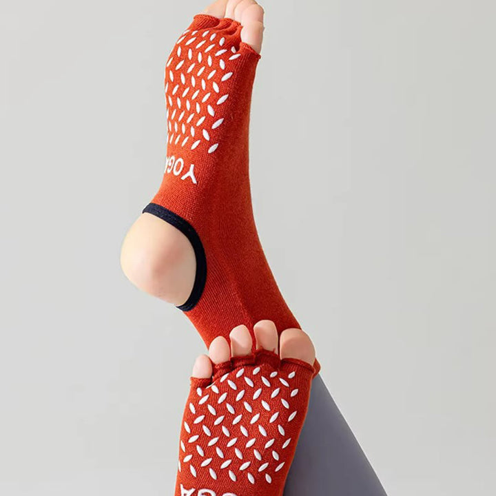 Calze da Pilates Barre antiscivolo da donna Olivenorma con separazione delle dita traspirante e design stabile per allenamento in studio, calze yoga a cinque dita aperte - image 13