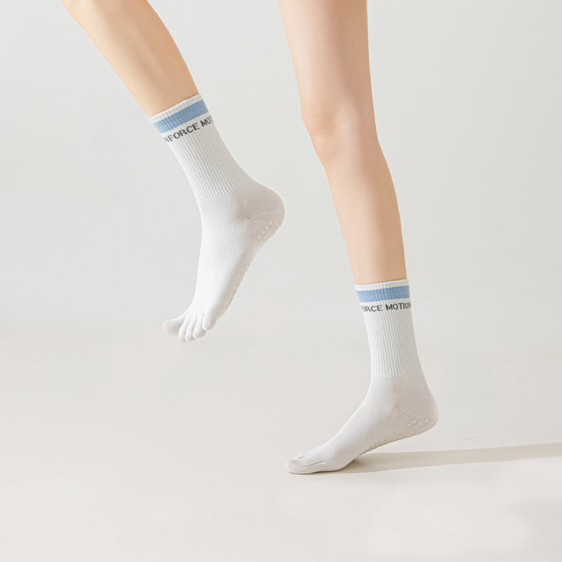 Calze Olivenorma in silicone antiscivolo con separazione delle dita, lunghezza a metà polpaccio, per Pilates, Barre, Fitness, traspiranti, con cinque dita aderenti, ideali per yoga. - image 10