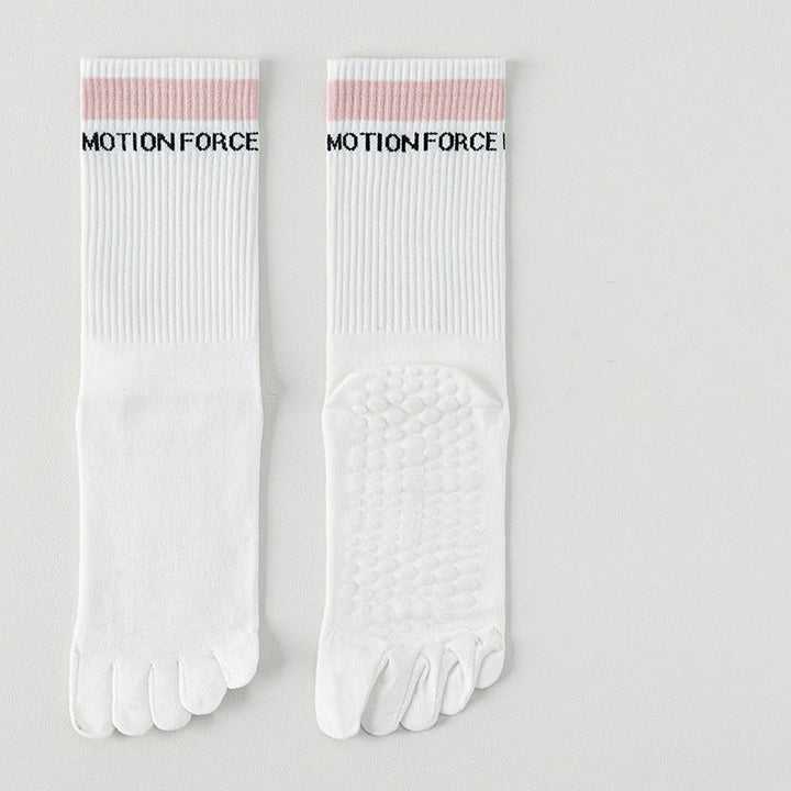 Calze Olivenorma in silicone antiscivolo con separazione delle dita, lunghezza a metà polpaccio, per Pilates, Barre, Fitness, traspiranti, con cinque dita aderenti, ideali per yoga. - Bianco - 10 paia - image 1