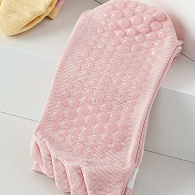 Calze Olivenorma in silicone antiscivolo con separazione delle dita, lunghezza a metà polpaccio, per Pilates, Barre, Fitness, traspiranti, con cinque dita aderenti, ideali per yoga. - image 3